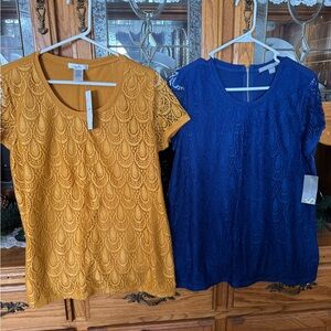 NWT ladies large tops.   Lot of 2. Deco front